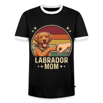 Retro Labrador Mom Foxred Pfotenclash - Männer Kontrast-T-Shirt - Schwarz/Weiß - Vorne - AI Model Female 172 light (172cm) & AI Model Male 178 light (178cm)