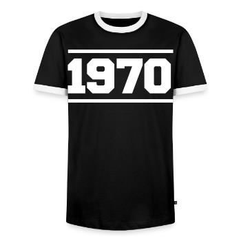 1970 - T-shirt contrasté Homme - noir/blanc - Devant - AI Model Female 172 light (172cm) & AI Model Male 178 light (178cm)
