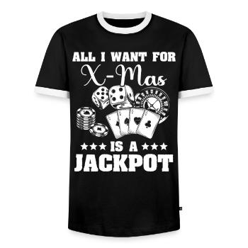 Casino Weihnachten Gambling - Männer Kontrast-T-Shirt - Schwarz/Weiß - Vorne - AI Model Female 172 light (172cm) & AI Model Male 178 light (178cm)