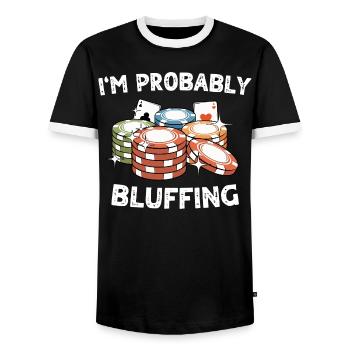 Poker Pokern - Männer Kontrast-T-Shirt - Schwarz/Weiß - Vorne - AI Model Female 172 light (172cm) & AI Model Male 178 light (178cm)