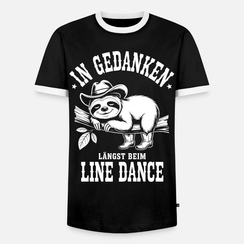 Sloth Line Dance Thoughts - Men's Ringer Shirt - black/white