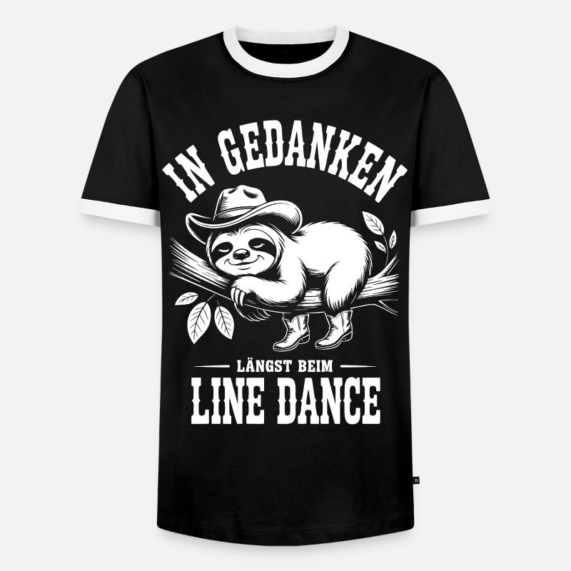 Sloth Line Dance Thoughts - Men's Ringer Shirt - black/white