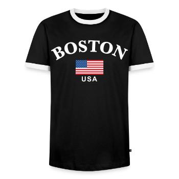 Boston, États-Unis - T-shirt contrasté Homme - noir/blanc - Devant - AI Model Female 172 light (172cm) & AI Model Male 178 light (178cm)