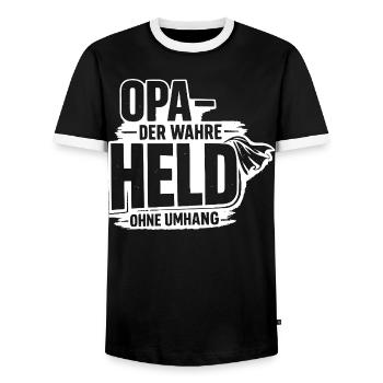 Grand-père, le vrai héros sans cape - T-shirt contrasté Homme - noir/blanc - Devant - AI Model Female 172 light (172cm) & AI Model Male 178 light (178cm)