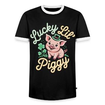 T-shirt Petit Cochon Chanceux – Saint-Patrick - T-shirt contrasté Homme - noir/blanc - Devant - AI Model Female 172 light (172cm) & AI Model Male 178 light (178cm)
