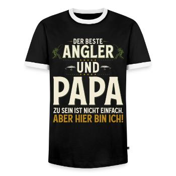 Pêcheur et papa : pas facile, me voilà en train de pêcher - T-shirt contrasté Homme - noir/blanc - Devant - AI Model Female 172 light (172cm) & AI Model Male 178 light (178cm)