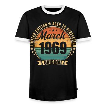 Vintage 1969 Mars 1969 - T-shirt contrasté Homme - noir/blanc - Devant - AI Model Female 172 light (172cm) & AI Model Male 178 light (178cm)