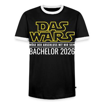 Bachelor 2026 Das wars - Männer Kontrast-T-Shirt - Schwarz/Weiß - Vorne - AI Model Female 172 light (172cm) & AI Model Male 178 light (178cm)