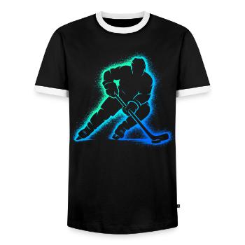 Eishockey Spieler Geschenk Junge Hockey - Männer Kontrast-T-Shirt - Schwarz/Weiß - Vorne - AI Model Female 172 light (172cm) & AI Model Male 178 light (178cm)