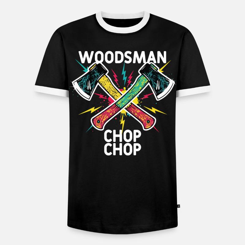 Woodsman Chop Chop Camping-Äxte - Männer Kontrast-T-Shirt - Schwarz/Weiß