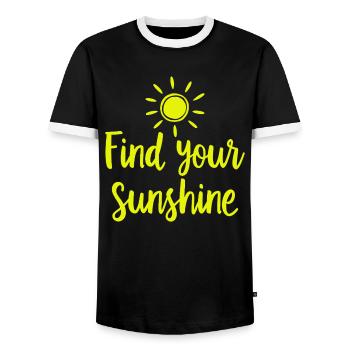 Find Your Sunshine Positive Statement with Sun - Men's Ringer Shirt - black/white - Front - AI Model Female 172 light (172cm) & AI Model Male 178 light (178cm)
