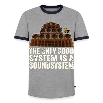 Sound System Reggae - T-shirt contrasté Homme - gris/marine  - Devant - AI Model Female 172 light (172cm) & AI Model Male 178 light (178cm)