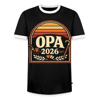 Opa 2026 | Werdender Opa - Männer Kontrast-T-Shirt - Schwarz/Weiß - Vorne - AI Model Female 172 light (172cm) & AI Model Male 178 light (178cm)