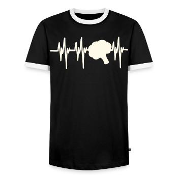 Brocoli Heartbeat - T-shirt contrasté Homme - noir/blanc - Devant - AI Model Female 172 light (172cm) & AI Model Male 178 light (178cm)