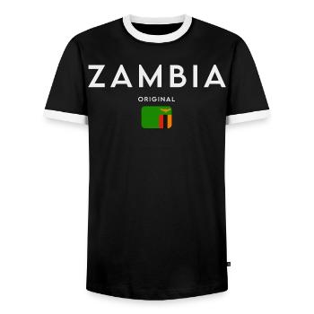 Zambian pride, minimalist sleek design - Men's Ringer Shirt - black/white - Front - AI Model Female 172 light (172cm) & AI Model Male 178 light (178cm)