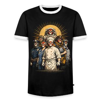 Lucha Libre Luchador - Männer Kontrast-T-Shirt - Schwarz/Weiß - Vorne - AI Model Female 172 light (172cm) & AI Model Male 178 light (178cm)