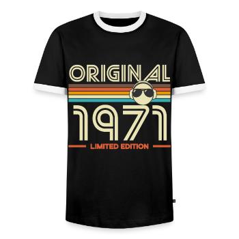 1971 Édition Limité Vintage - T-shirt contrasté Homme - noir/blanc - Devant - AI Model Female 172 light (172cm) & AI Model Male 178 light (178cm)