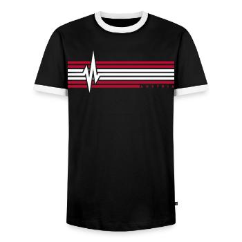 Heartbeat Austria ECG Austria Austrians - Men's Ringer Shirt - black/white - Front - AI Model Female 172 light (172cm) & AI Model Male 178 light (178cm)