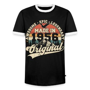 Cadeau d’anniversaire original vintage de 1956 - T-shirt contrasté Homme - noir/blanc - Devant - AI Model Female 172 light (172cm) & AI Model Male 178 light (178cm)