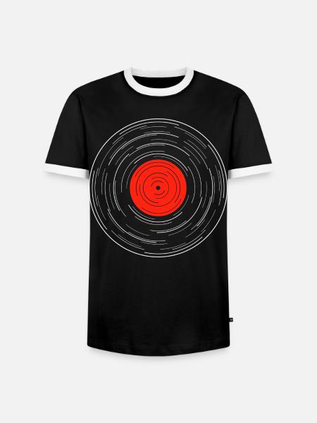 Vinyl-Album-Linienarbeit - Männer Kontrast-T-Shirt - Schwarz/Weiß