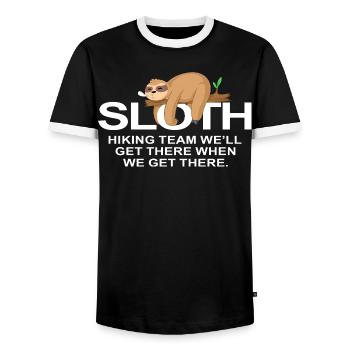 Équipe de randonnée paresseuse : Aventure en plein air amusante - T-shirt contrasté Homme - noir/blanc - Devant - AI Model Female 172 light (172cm) & AI Model Male 178 light (178cm)