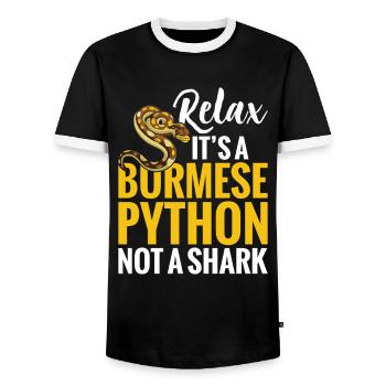  Snake Owner Terrarium Reptile Enclosure Burmese - Men's Ringer Shirt - black/white - Front - AI Model Female 172 light (172cm) & AI Model Male 178 light (178cm)