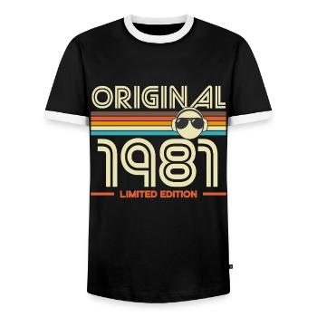Original 1981 Vintage Édition Limitée - T-shirt contrasté Homme - noir/blanc - Devant - AI Model Female 172 light (172cm) & AI Model Male 178 light (178cm)