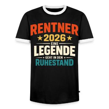 Retiree 2026 Legend Retirement Farewell Gift - Men's Ringer Shirt - black/white - Front - AI Model Female 172 light (172cm) & AI Model Male 178 light (178cm)
