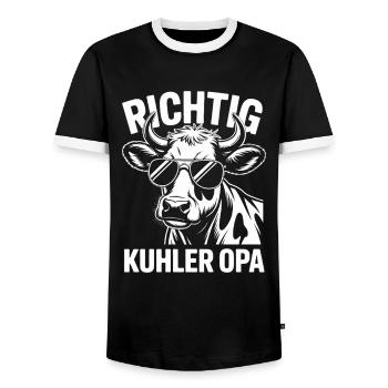 Cadeau de bétail Grand-père Highland Right Cool - T-shirt contrasté Homme - noir/blanc - Devant - AI Model Female 172 light (172cm) & AI Model Male 178 light (178cm)