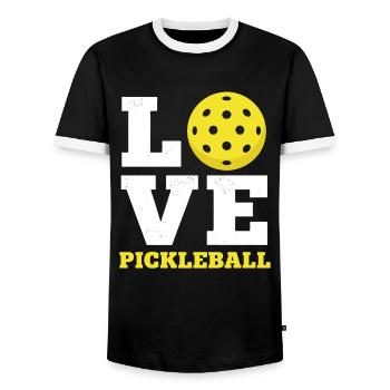 J’adore le pickleball - Paddle Sport Stressed - T-shirt contrasté Homme - noir/blanc - Devant - AI Model Female 172 light (172cm) & AI Model Male 178 light (178cm)