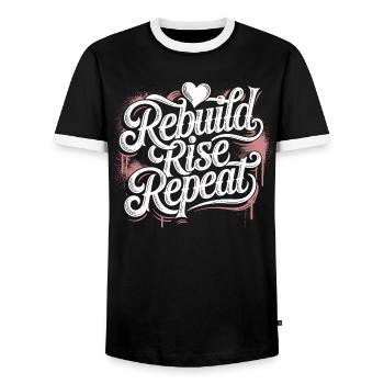 Perseverance Motivation T-Shirt – Power & Focus - Men's Ringer Shirt - black/white - Front - AI Model Female 172 light (172cm) & AI Model Male 178 light (178cm)
