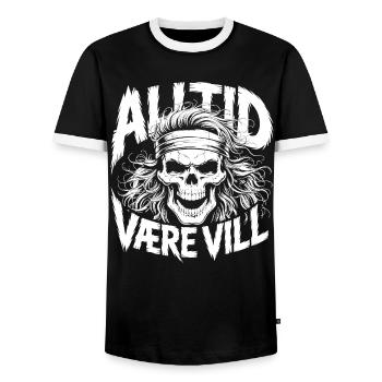 Stay Wild Skull - Men's Ringer Shirt - black/white - Front - AI Model Female 172 light (172cm) & AI Model Male 178 light (178cm)