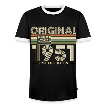 Original 1951 Limited Edition - Men's Ringer Shirt - black/white - Front - AI Model Female 172 light (172cm) & AI Model Male 178 light (178cm)
