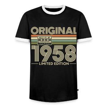 Original 1958 Edition Retro - T-shirt contrasté Homme - noir/blanc - Devant - AI Model Female 172 light (172cm) & AI Model Male 178 light (178cm)