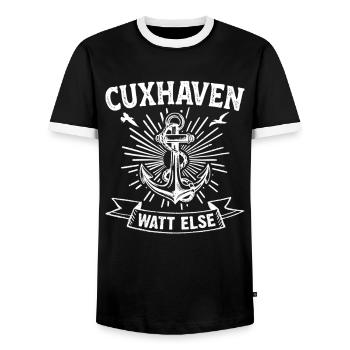 CUXHAVEN WATT ELSE Wadden Sea North Sea Funny - Men's Ringer Shirt - black/white - Front - AI Model Female 172 light (172cm) & AI Model Male 178 light (178cm)
