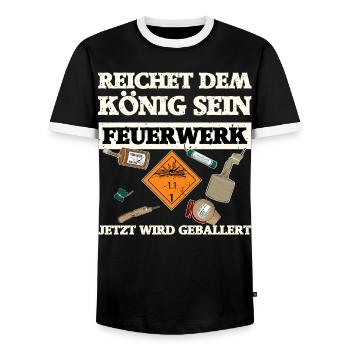 Offrez au roi ses feux d’artifice - T-shirt contrasté Homme - noir/blanc - Devant - AI Model Female 172 light (172cm) & AI Model Male 178 light (178cm)