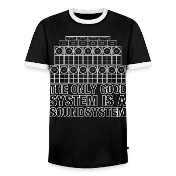Sound System Reggae Bass Jungle - T-shirt contrasté Homme - noir/blanc - Devant - AI Model Female 172 light (172cm) & AI Model Male 178 light (178cm)