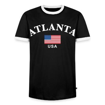 Atlanta, USA - Männer Kontrast-T-Shirt - Schwarz/Weiß - Vorne - AI Model Female 172 light (172cm) & AI Model Male 178 light (178cm)