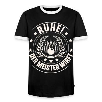 Quilles de quilles - T-shirt contrasté Homme - noir/blanc - Devant - AI Model Female 172 light (172cm) & AI Model Male 178 light (178cm)