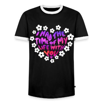 J’ai passé le meilleur moment de ma vie avec toi - T-shirt contrasté Homme - noir/blanc - Devant - AI Model Female 172 light (172cm) & AI Model Male 178 light (178cm)