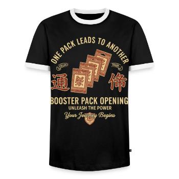 One Pack Leads To Another Booster Pack Opening - Men's Ringer Shirt - black/white - Front - AI Model Female 172 light (172cm) & AI Model Male 178 light (178cm)