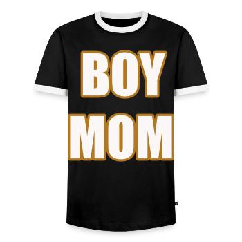 Boy Mom Proud Mother of Sons Statement Shirt - Männer Kontrast-T-Shirt - Schwarz/Weiß - Vorne - AI Model Female 172 light (172cm) & AI Model Male 178 light (178cm)