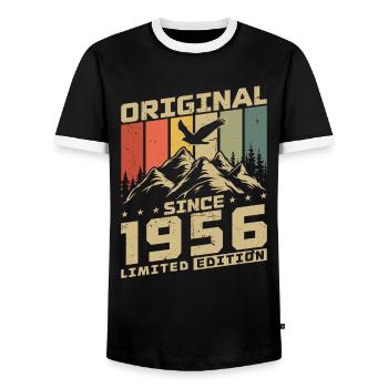 Cadeau d’anniversaire original vintage de 1956 - T-shirt contrasté Homme - noir/blanc - Devant - AI Model Female 172 light (172cm) & AI Model Male 178 light (178cm)