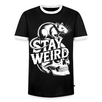 Stay Weird Ratte über Schädel - Männer Kontrast-T-Shirt - Schwarz/Weiß - Vorne - AI Model Female 172 light (172cm) & AI Model Male 178 light (178cm)