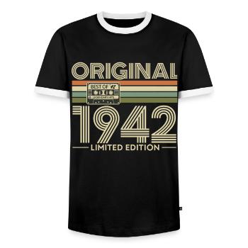 Original 1942 Édition Limitée Retro - T-shirt contrasté Homme - noir/blanc - Devant - AI Model Female 172 light (172cm) & AI Model Male 178 light (178cm)