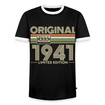 Originale limitierte Ausgabe von 1941 - Männer Kontrast-T-Shirt - Schwarz/Weiß - Vorne - AI Model Female 172 light (172cm) & AI Model Male 178 light (178cm)