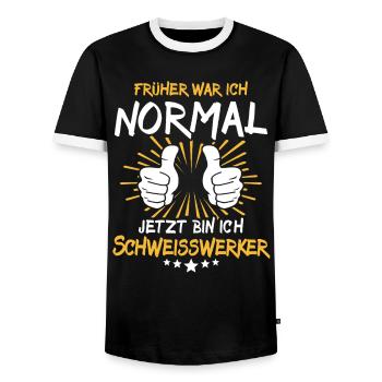 Welding Worker Saying - Men's Ringer Shirt - black/white - Front - AI Model Female 172 light (172cm) & AI Model Male 178 light (178cm)