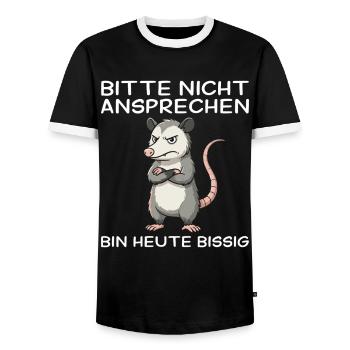 Lustiges Opossum Morgenmuffel: Nicht ansprechen! - T-shirt contrasté Homme - noir/blanc - Devant - AI Model Female 172 light (172cm) & AI Model Male 178 light (178cm)