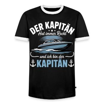Kapitän Boot Bootsführerschein - Männer Kontrast-T-Shirt - Schwarz/Weiß - Vorne - AI Model Female 172 light (172cm) & AI Model Male 178 light (178cm)