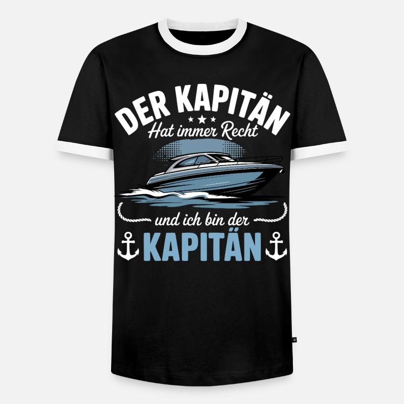Kapitän Boot Bootsführerschein - Männer Kontrast-T-Shirt - Schwarz/Weiß